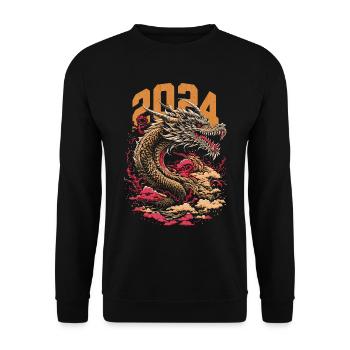 2024 - Year of the Dragon - Chinese Zodiac - Unisex Sweatshirt - black - Front - Alina (178cm) & Michal (187cm)