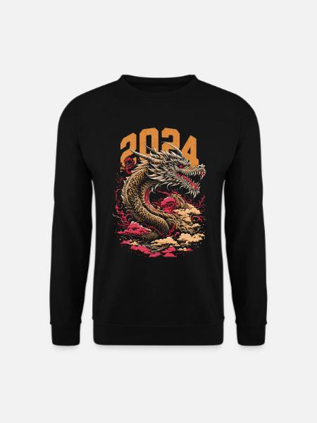 2024 - Jahr des Drachen - Chinesische Sternzeichen - Unisex Pullover - Schwarz