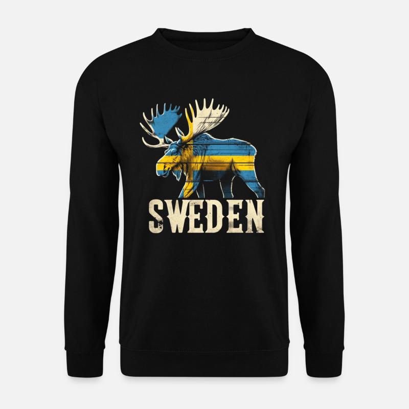 Moose with Sweden flag - Unisex Sweatshirt - black