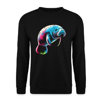 Seekuh Manatee - Unisex Pullover - Schwarz - Vorne - Alina (178cm) & Michal (187cm)
