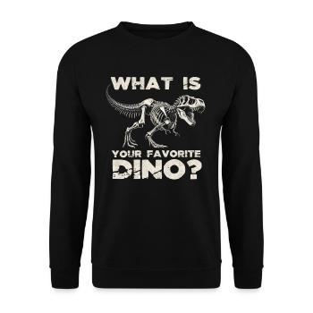 Welches ist dein liebster Dinosaurier? - Unisex Pullover - Schwarz - Vorne - Alina (178cm) & Michal (187cm)