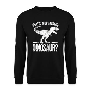 Welches ist dein liebster Dinosaurier? - Unisex Pullover - Schwarz - Vorne - Alina (178cm) & Michal (187cm)