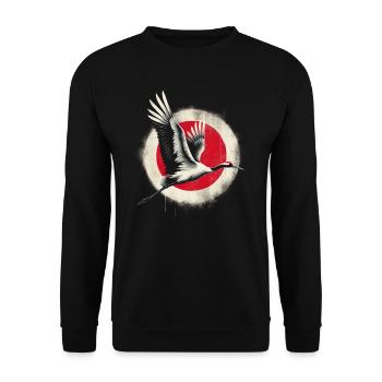 Drapeau de la grue japonaise - Sweat-shirt Unisexe - noir - Devant - Alina (178cm) & Michal (187cm)