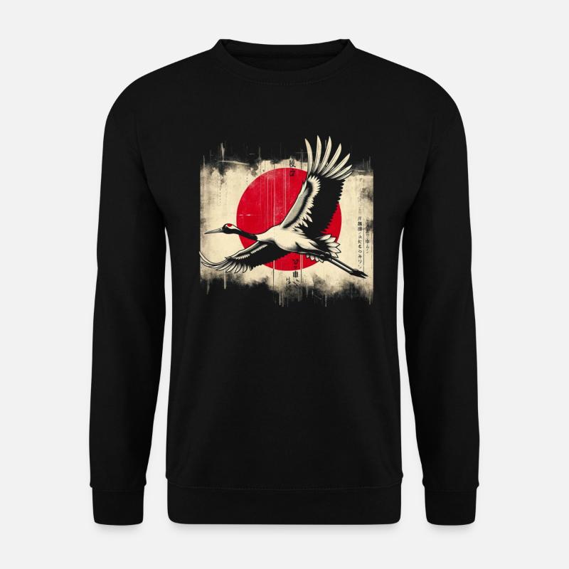 Crane Japan Flag - Unisex Sweatshirt - black