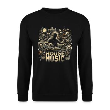 House Musik - Unisex Pullover - Schwarz - Vorne - Alina (178cm) & Michal (187cm)