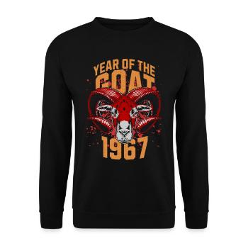 1967 - Jahr der Ziege - Chinesisches Sternzeichen - Unisex Pullover - Schwarz - Vorne - Alina (178cm) & Michal (187cm)
