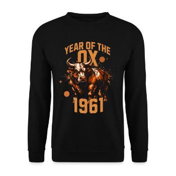 1961 - Année du Buffle - Zodiaque Chinois - Sweat-shirt Unisexe - noir - Devant - Alina (178cm) & Michal (187cm)