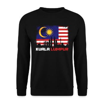 Kuala Lumpur Malaysia Flagge - Unisex Pullover - Schwarz - Vorne - Alina (178cm) & Michal (187cm)