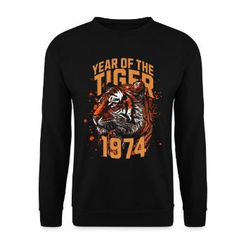 1974 - Year of the Tiger - Chinese Zodiac - Unisex Sweatshirt - black - Front - Alina (178cm) & Michal (187cm)