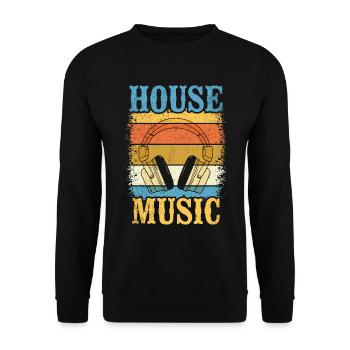 House Musik - Unisex Pullover - Schwarz - Vorne - Alina (178cm) & Michal (187cm)