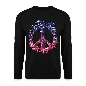Signe de paix vibrant aux champignons psychédéliques - Sweat-shirt Unisexe - noir - Devant - Alina (178cm) & Michal (187cm)