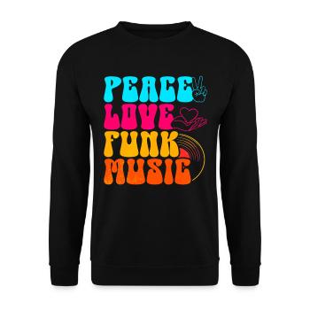Frieden Liebe Funk Musik - Unisex Pullover - Schwarz - Vorne - Alina (178cm) & Michal (187cm)