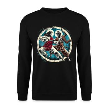 Jesus vs Buddah - Unisex Sweatshirt - black - Front - Alina (178cm) & Michal (187cm)