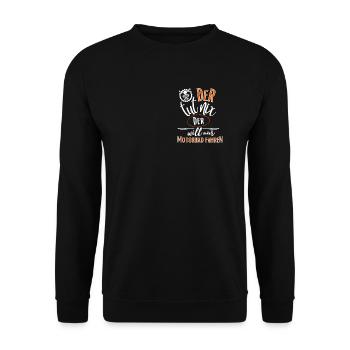 Motorrad-Der tut nix der will nur Motorrad fahren - Unisex Pullover - Schwarz - Vorne - Alina (178cm) & Michal (187cm)