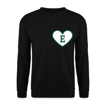 Letter e heart sport trend green - gift idea - Unisex Sweatshirt - black - Front - Alina (178cm) & Michal (187cm)