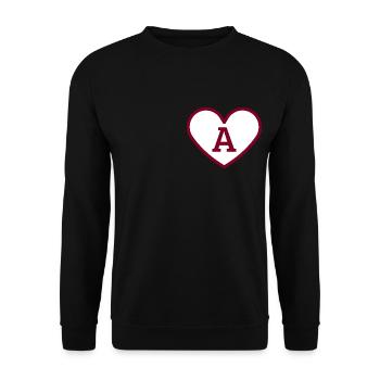 Brief an das Herz Sport trendiges Burgund - Geschenkidee - Unisex Pullover - Schwarz - Vorne - Alina (178cm) & Michal (187cm)