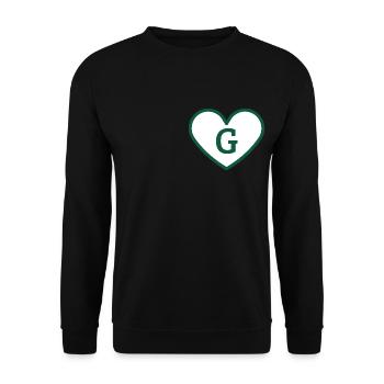 Lettre g cœur sport tendance vert - idée cadeau - Sweat-shirt Unisexe - noir - Devant - Alina (178cm) & Michal (187cm)
