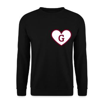 Lettre g cœur sport tendance bordeaux -idée cadeau - Sweat-shirt Unisexe - noir - Devant - Alina (178cm) & Michal (187cm)