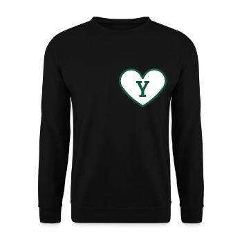 Buchstabe y Herz Sport Trend grün - Geschenkidee - Unisex Pullover - Schwarz - Vorne - Alina (178cm) & Michal (187cm)