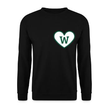 Letter w heart sport trend green - gift idea - Unisex Sweatshirt - black - Front - Alina (178cm) & Michal (187cm)