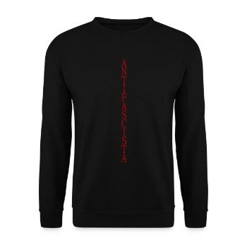 vertikal stylischer Schriftzug Antifascista - Unisex Pullover - Schwarz - Vorne - Alina (178cm) & Michal (187cm)