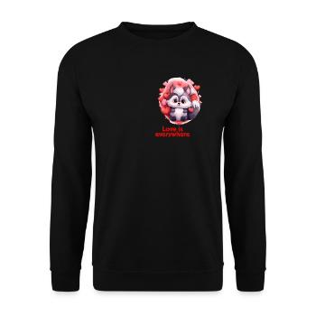 Süßes Valentinstag Design Tierchen - Unisex Pullover - Schwarz - Vorne - Alina (178cm) & Michal (187cm)