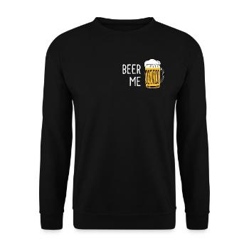 Beer Me Minimalistische Bier Designs Kaltgetränke - Unisex Pullover - Schwarz - Vorne - Alina (178cm) & Michal (187cm)