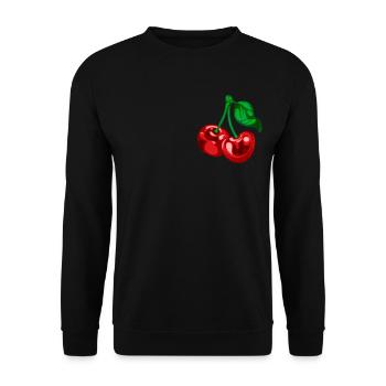 Cherries in Chest Pocket Shirt Pocket Bag - Unisex Sweatshirt - black - Front - Alina (178cm) & Michal (187cm)