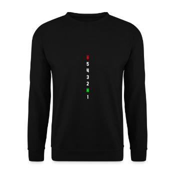 Retro Graphic Motorcycle Rider Motorcyclist Biker - Unisex Pullover - Schwarz - Vorne - Alina (178cm) & Michal (187cm)