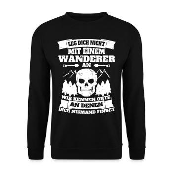 Wanderer Wandern lustiges Geschenk Spruch - Orte - Unisex Pullover - Schwarz - Vorne - Alina (178cm) & Michal (187cm)