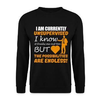 lustig funny Bestseller Geschenkidee - Unisex Pullover - Schwarz - Vorne - Alina (178cm) & Michal (187cm)