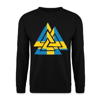 Drapeau suédois avec Valknut, symbole d'Odin - Sweat-shirt Unisexe - noir - Devant - Alina (178cm) & Michal (187cm)