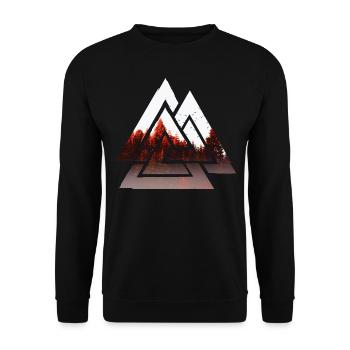Valknut, symbole d'Odin - Avec forêt - Sweat-shirt Unisexe - noir - Devant - Alina (178cm) & Michal (187cm)