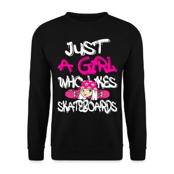 Skateboard Skater Skateboarding Geschenk - Unisex Pullover - Schwarz - Vorne - Alina (178cm) & Michal (187cm)
