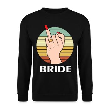 Braut Heirat Hochzeit Mittelfinger - Unisex Pullover - Schwarz - Vorne - Alina (178cm) & Michal (187cm)