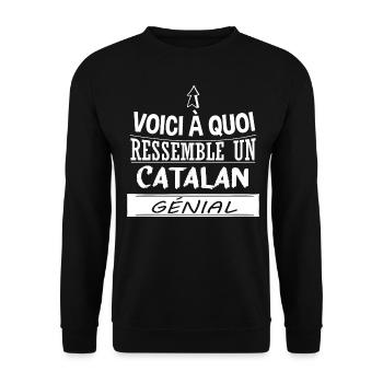 Catalan - Drôle - Papa - Génial - Catalogne - Sweat-shirt Unisexe - noir - Devant - Alina (178cm) & Michal (187cm)