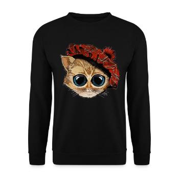 Tête de chat avec chapeau écossais - Sweat-shirt Unisexe - noir - Devant - Alina (178cm) & Michal (187cm)