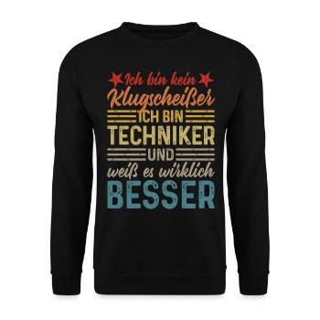 kein Klugscheißer coole lustige Sprüche Techniker - Unisex Pullover - Schwarz - Vorne - Alina (178cm) & Michal (187cm)