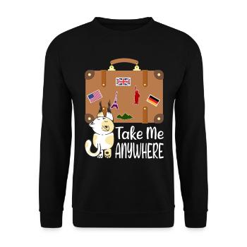 Travel Suitcase Cat Holiday Trip Emigration Summer - Unisex Sweatshirt - black - Front - Alina (178cm) & Michal (187cm)