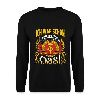 Ossi Geschenk Ostdeutschland NVA Germania Osten - Unisex Pullover - Schwarz - Vorne - Alina (178cm) & Michal (187cm)
