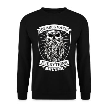 Bärte machen alles besser Shirt - Unisex Pullover - Schwarz - Vorne - Alina (178cm) & Michal (187cm)