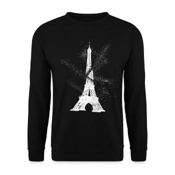 Paris, France, ville, Skyline, Tour Eiffel, Art - Sweat-shirt Unisexe - noir - Devant - Alina (178cm) & Michal (187cm)