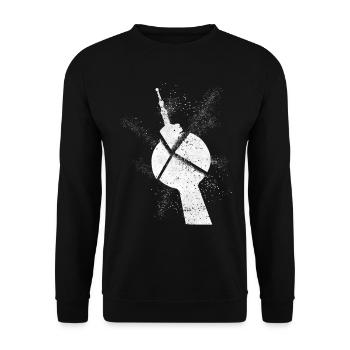 Berlin Germany City Skyline Font Grunge - Unisex Sweatshirt - black - Front - Alina (178cm) & Michal (187cm)