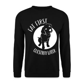 Labrador Geschenkidee für Labrador Retriever Hund - Unisex Pullover - Schwarz - Vorne - Alina (178cm) & Michal (187cm)
