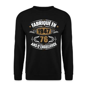 Birthday gift 76 years, Made in 1947 - Unisex Sweatshirt - black - Front - Alina (178cm) & Michal (187cm)