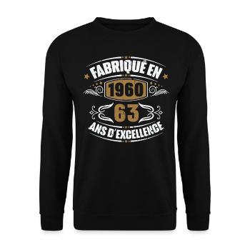 Cadeau d'anniversaire 63 ans, Fabriqué en 1960 - Sweat-shirt Unisexe - noir - Devant - Alina (178cm) & Michal (187cm)