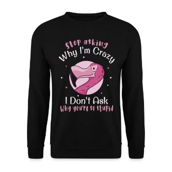 Arrête de te demander pourquoi je suis fou, Flamingo - Sweat-shirt Unisexe - noir - Devant - Alina (178cm) & Michal (187cm)
