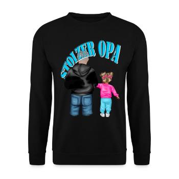 STOLZER OPA - Enkelin blonde Haare Kind Mädchen - Unisex Pullover - Schwarz - Vorne - Alina (178cm) & Michal (187cm)