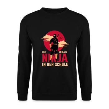 Der Coolste Ninja In Der Schule Ninja Karneval - Unisex Pullover - Schwarz - Vorne - Alina (178cm) & Michal (187cm)