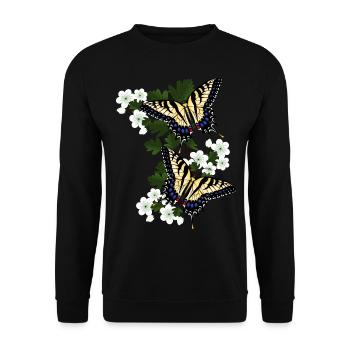 Segelfalter auf Weißdorn - Unisex Pullover - Schwarz - Vorne - Alina (178cm) & Michal (187cm)
